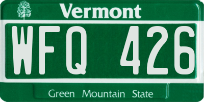VT license plate WFQ426