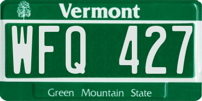 VT license plate WFQ427