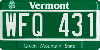 VT license plate WFQ431