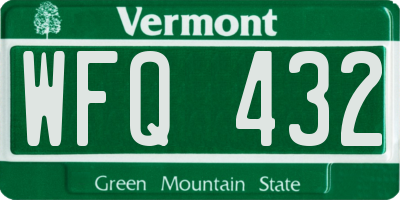 VT license plate WFQ432