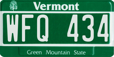 VT license plate WFQ434