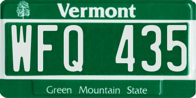 VT license plate WFQ435
