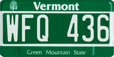 VT license plate WFQ436