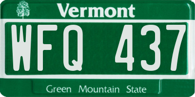 VT license plate WFQ437