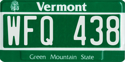 VT license plate WFQ438