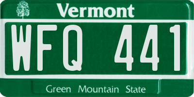 VT license plate WFQ441