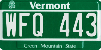 VT license plate WFQ443