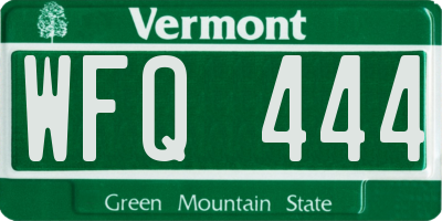 VT license plate WFQ444
