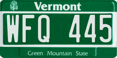 VT license plate WFQ445