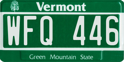 VT license plate WFQ446