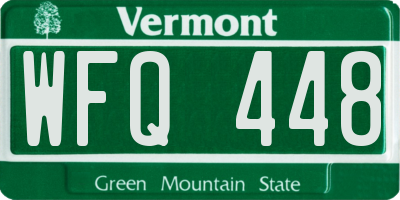 VT license plate WFQ448