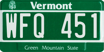 VT license plate WFQ451