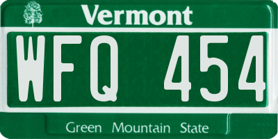 VT license plate WFQ454