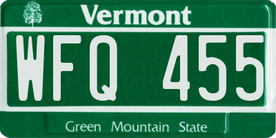VT license plate WFQ455