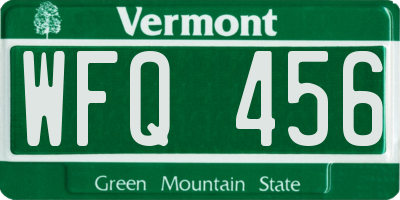 VT license plate WFQ456