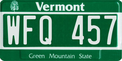 VT license plate WFQ457