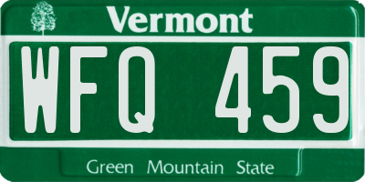 VT license plate WFQ459