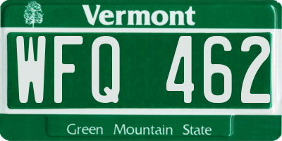 VT license plate WFQ462