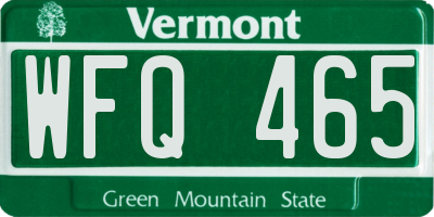 VT license plate WFQ465