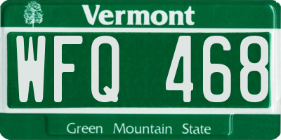 VT license plate WFQ468