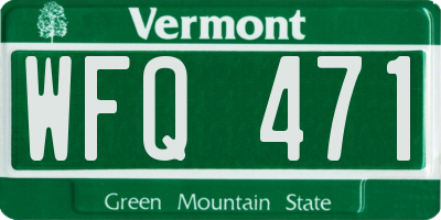 VT license plate WFQ471