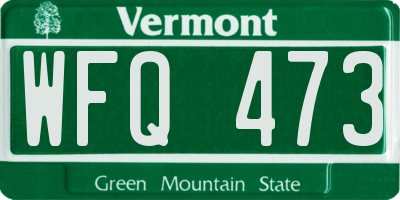 VT license plate WFQ473