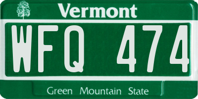 VT license plate WFQ474