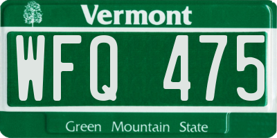 VT license plate WFQ475