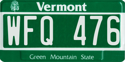 VT license plate WFQ476
