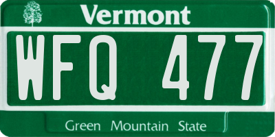 VT license plate WFQ477