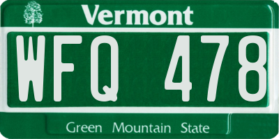 VT license plate WFQ478