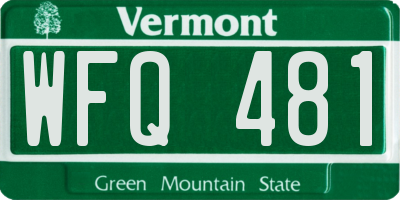 VT license plate WFQ481