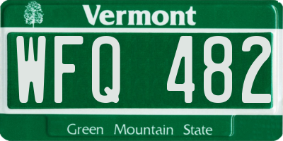 VT license plate WFQ482