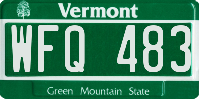 VT license plate WFQ483