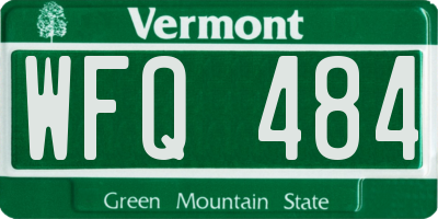 VT license plate WFQ484