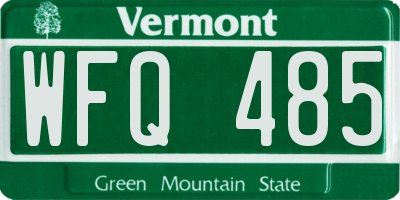 VT license plate WFQ485