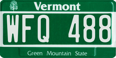 VT license plate WFQ488