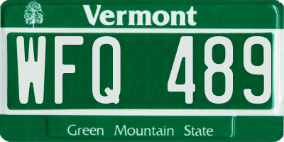 VT license plate WFQ489