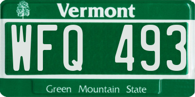 VT license plate WFQ493