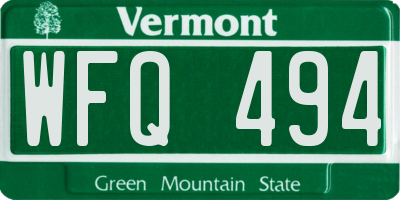 VT license plate WFQ494
