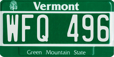 VT license plate WFQ496