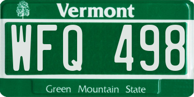 VT license plate WFQ498