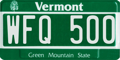 VT license plate WFQ500