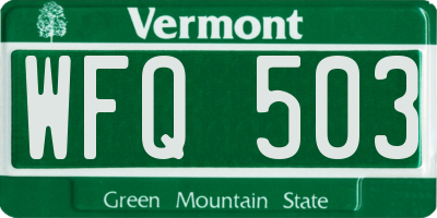 VT license plate WFQ503