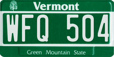 VT license plate WFQ504