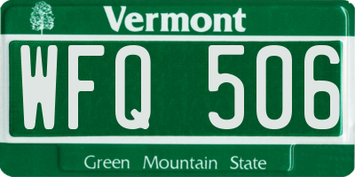 VT license plate WFQ506