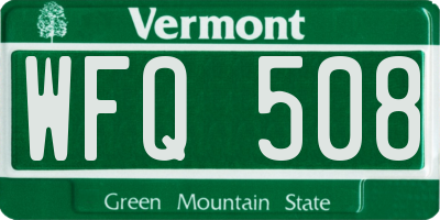 VT license plate WFQ508