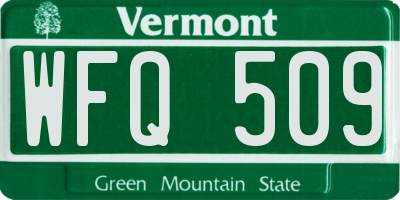VT license plate WFQ509