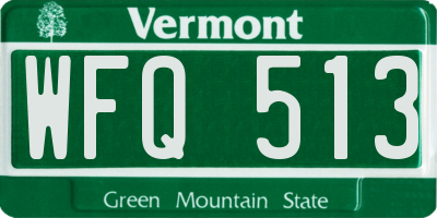 VT license plate WFQ513