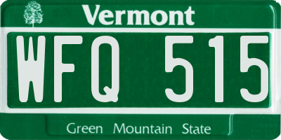 VT license plate WFQ515